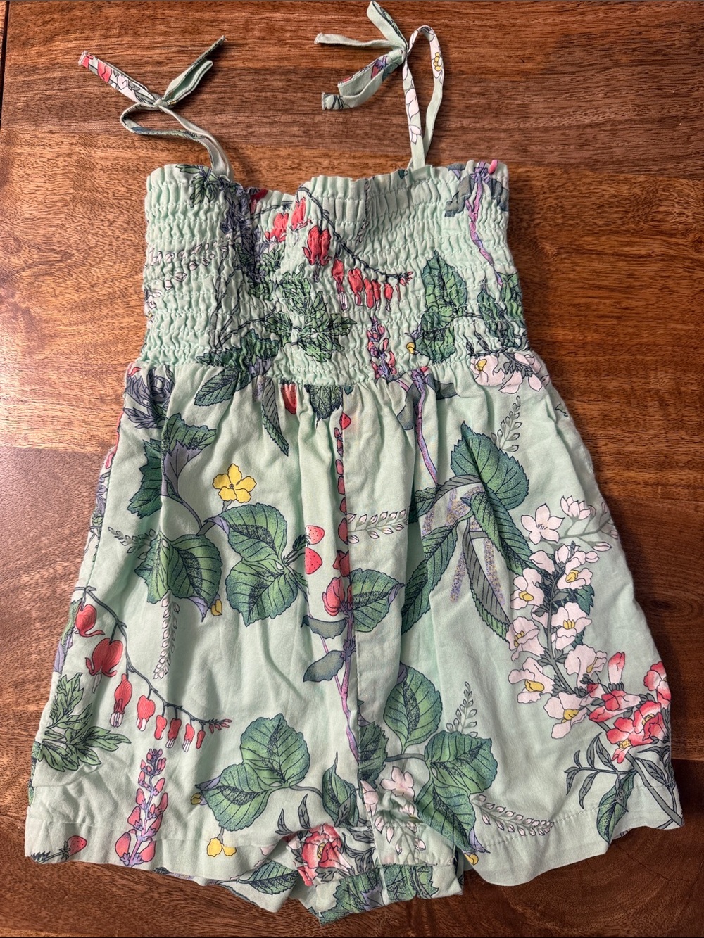 GAP Mint Green Floral Smocked Toddler Romper
